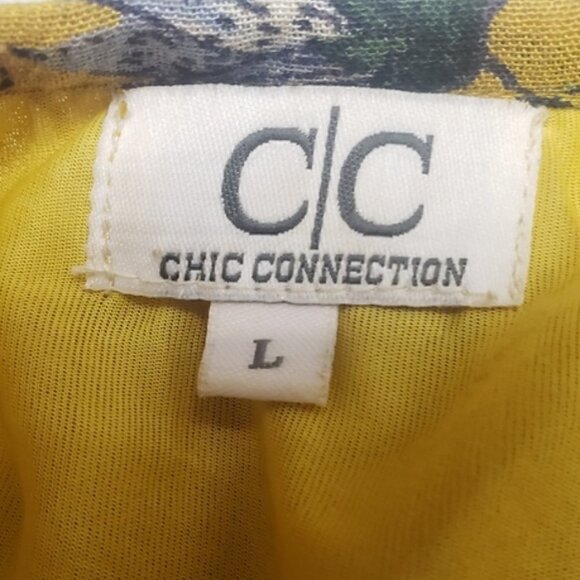 Chic Collection Mustard Floral Boho Dress Sz L - Picture 6 of 8